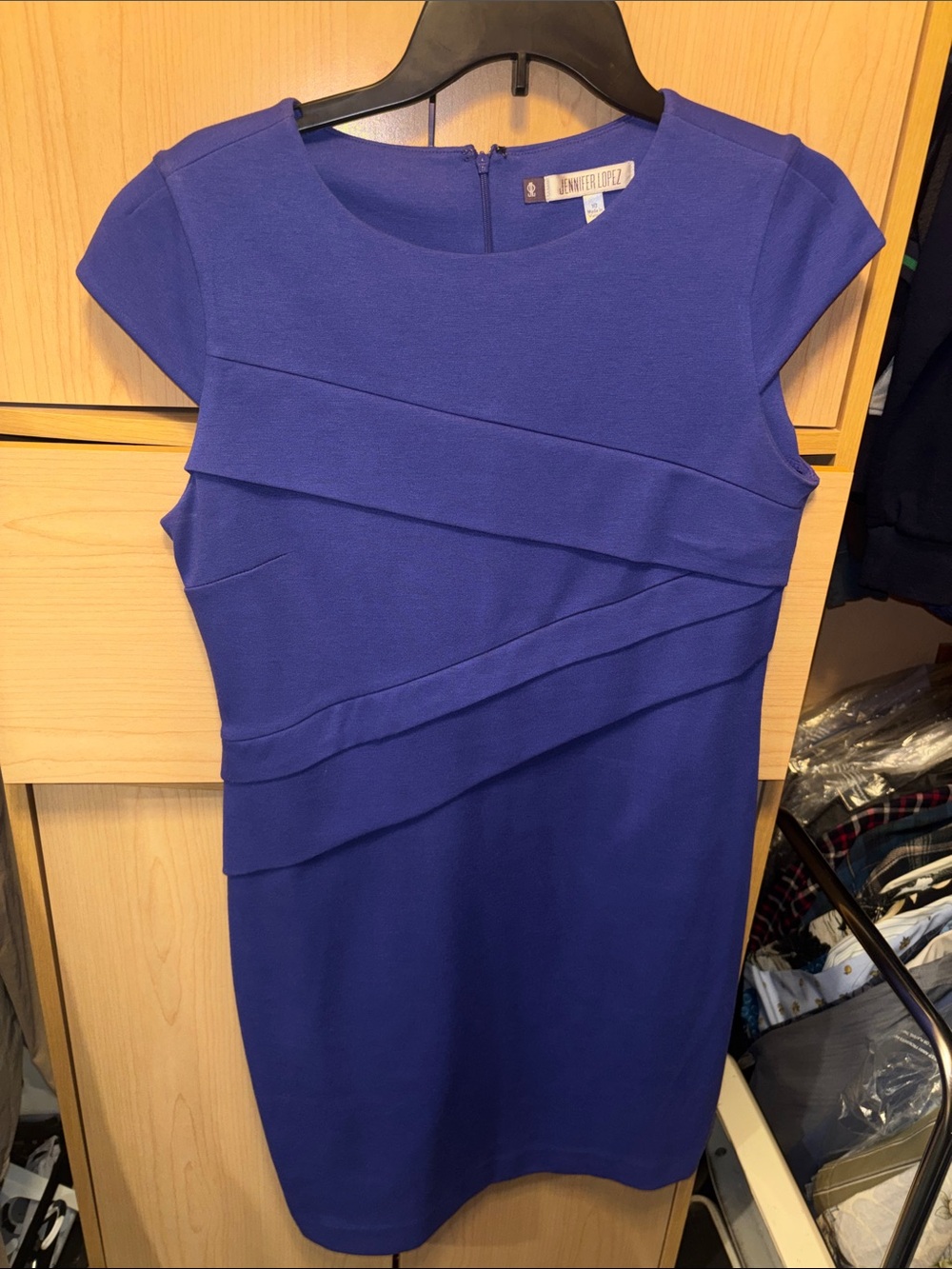 Jennifer Lopez Cobalt Blue Cap-Sleeve Sheath Dress